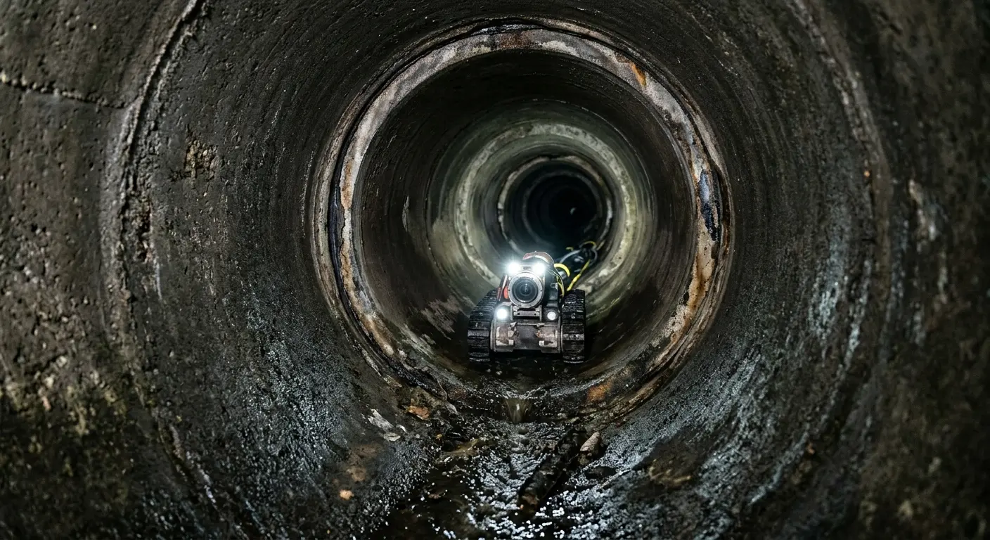 Robotic sewer camera inspecting pipe interior for Sewer Line Repair in Corsicana